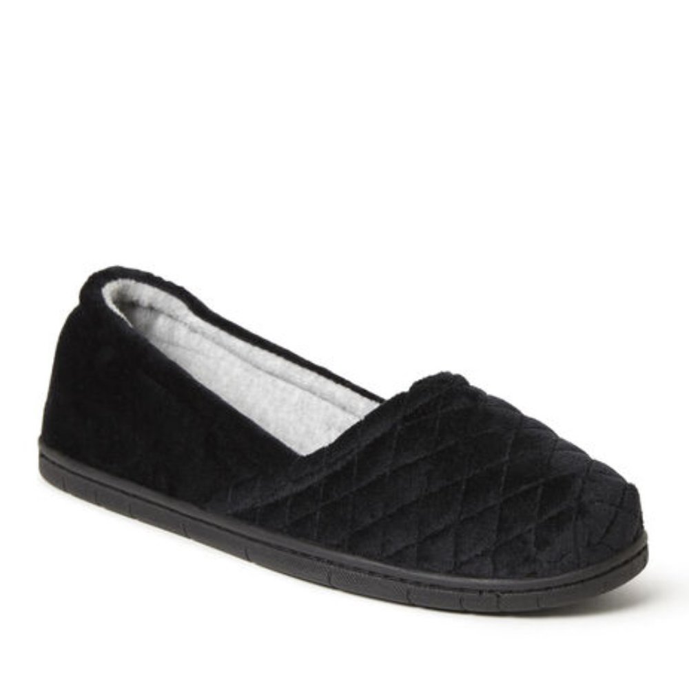 dearfoams Women's Black Katie Velour Closed Back / NWT / Size L